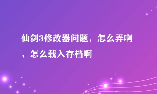 仙剑3修改器问题，怎么弄啊，怎么载入存档啊