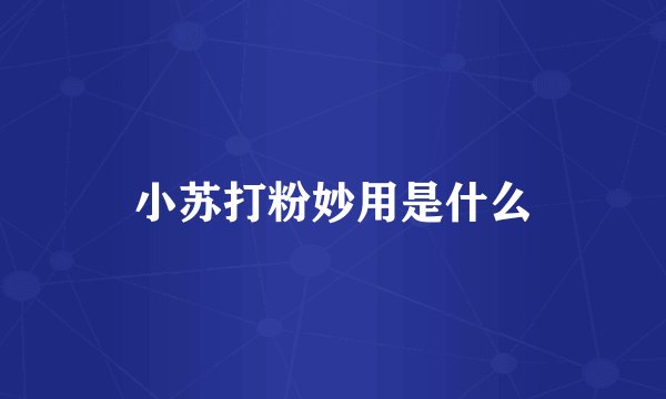 小苏打粉妙用是什么