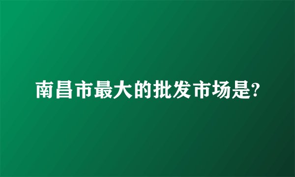 南昌市最大的批发市场是?