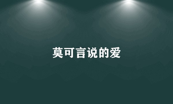 莫可言说的爱
