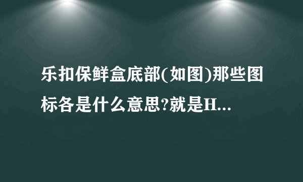 乐扣保鲜盒底部(如图)那些图标各是什么意思?就是HPL817下面那四个图标...