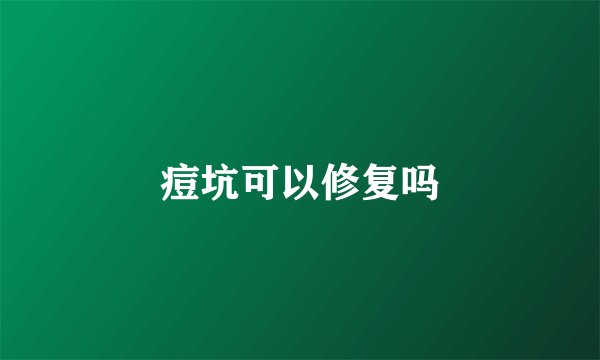 痘坑可以修复吗