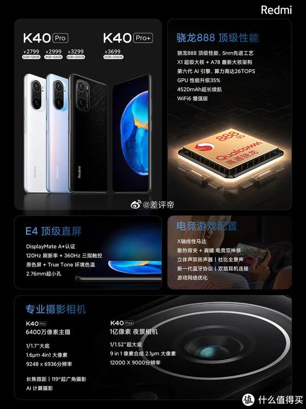 RedmiK40、K40Pro和K40Pro+三款手机的区别。