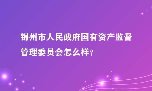 锦州市人民政府国有资产监督管理委员会怎么样？