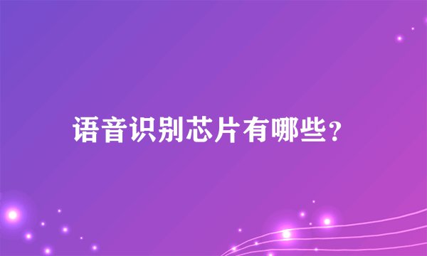 语音识别芯片有哪些？