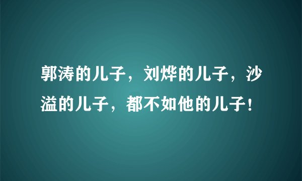 郭涛的儿子,刘烨的儿子,沙溢的儿子,都不如他的儿子!