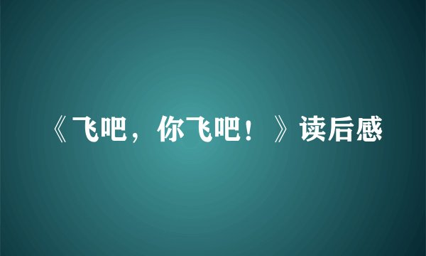 《飞吧，你飞吧！》读后感