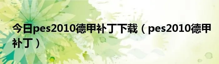 今日pes2010德甲补丁下载（pes2010德甲补丁）