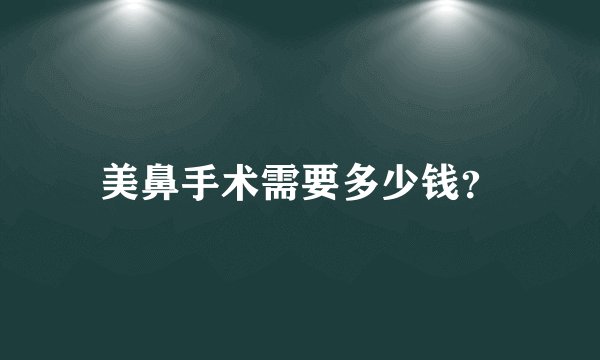 美鼻手术需要多少钱？