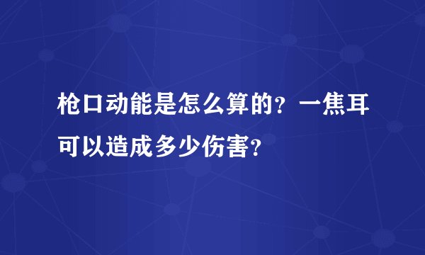枪口动能是怎么算的?一焦耳可以造成多少伤害?