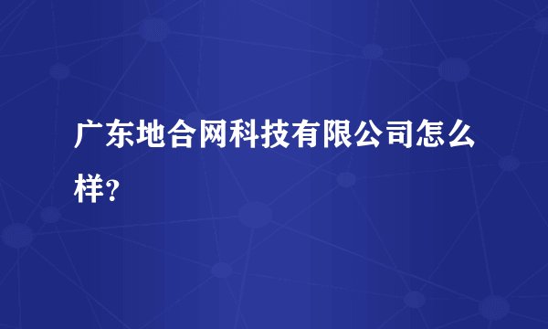 广东地合网科技有限公司怎么样?