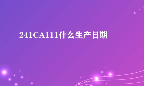 241CA111什么生产日期