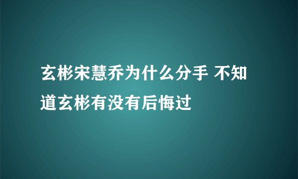 玄彬宋慧乔为什么分手 不知道玄彬有没有后悔过