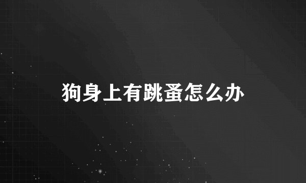 狗身上有跳蚤怎么办