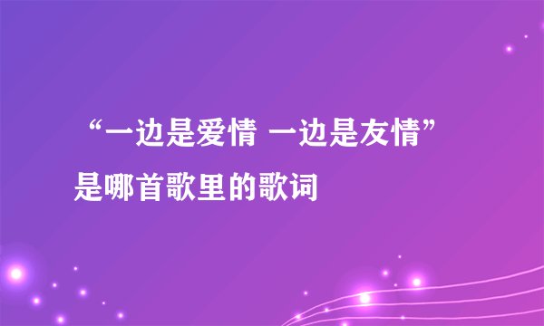 “一边是爱情 一边是友情”是哪首歌里的歌词