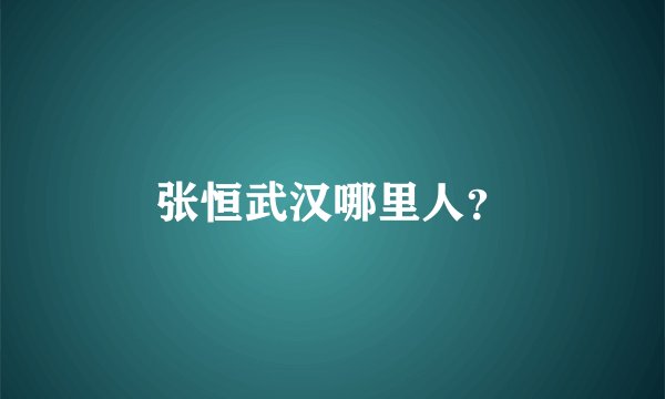 张恒武汉哪里人？