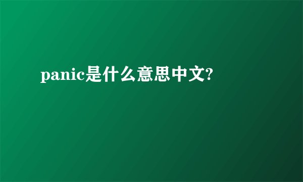 panic是什么意思中文?