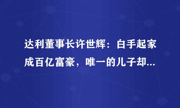 达利董事长许世辉：白手起家成百亿富豪，唯一的儿子却车祸身亡