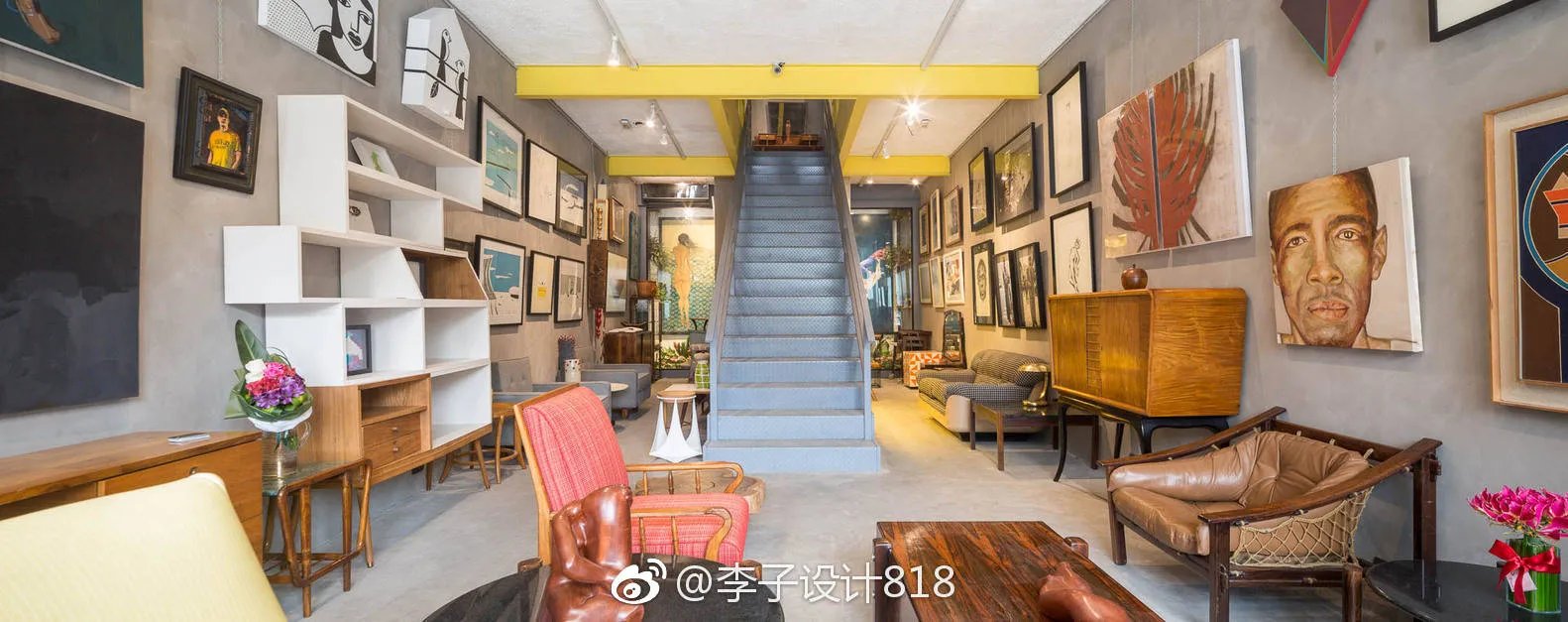 【工业风艺术画廊设计】室内3米的净高，与街道建立一种对话关系...
