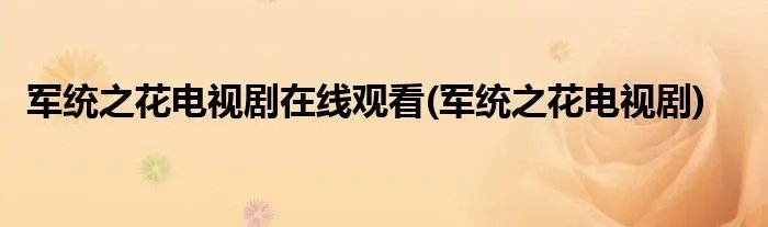 军统之花电视剧在线观看(军统之花电视剧)
