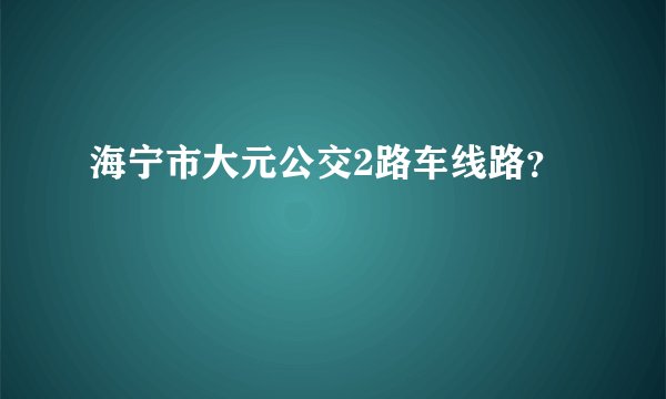 海宁市大元公交2路车线路？