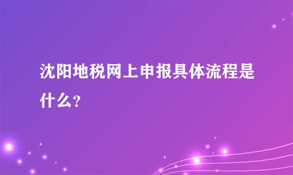 沈阳地税网上申报具体流程是什么？