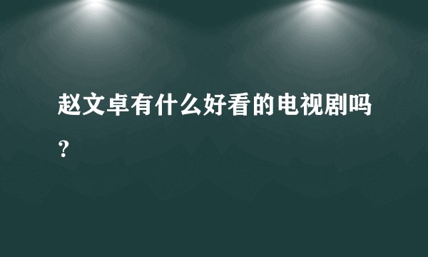 赵文卓有什么好看的电视剧吗？