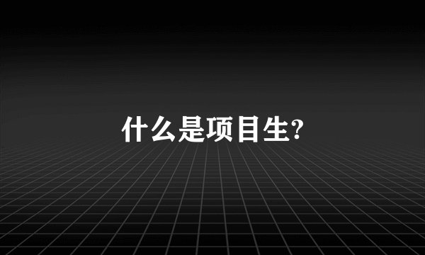 什么是项目生?