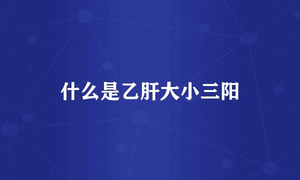 什么是乙肝大小三阳
