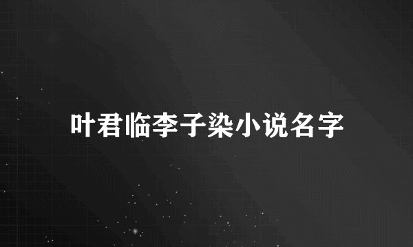 叶君临李子染小说名字