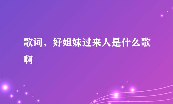 歌词,好姐妹过来人是什么歌啊