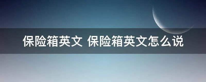 保险箱英文 保险箱英文怎么说