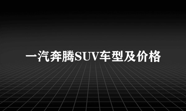 一汽奔腾SUV车型及价格