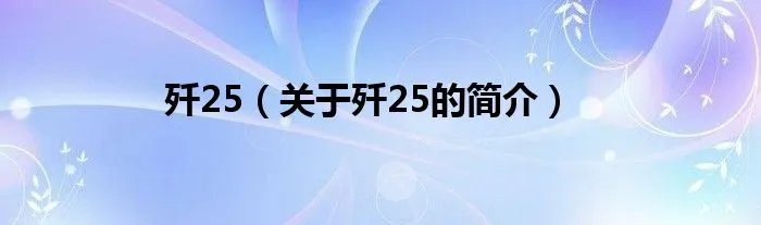 歼25（关于歼25的简介）