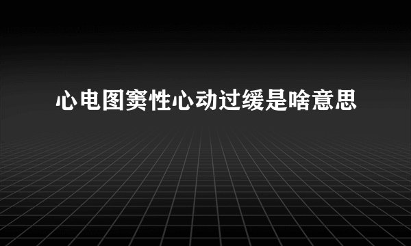 心电图窦性心动过缓是啥意思