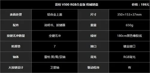 外设小白福音 雷柏V500 RGB合金版评测