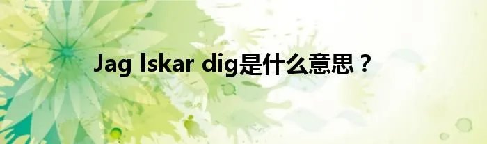 Jag lskar dig是什么意思？