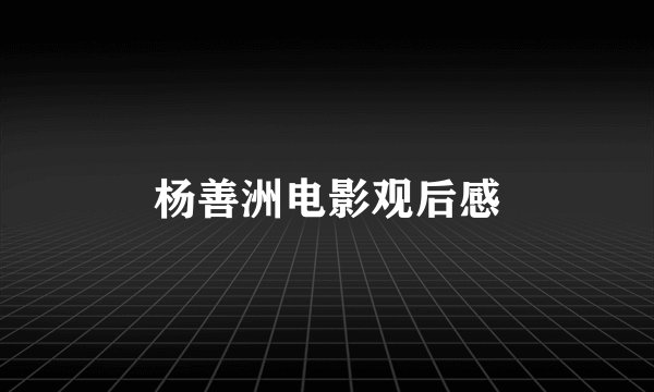 杨善洲电影观后感