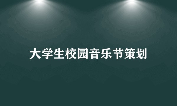 大学生校园音乐节策划