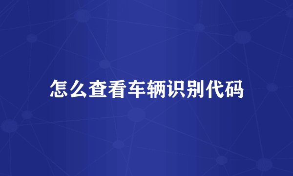 怎么查看车辆识别代码