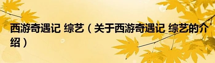 西游奇遇记 综艺(关于西游奇遇记 综艺的介绍)