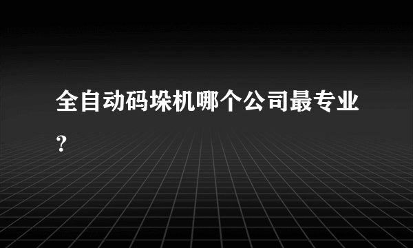 全自动码垛机哪个公司最专业？