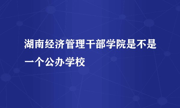 湖南经济管理干部学院是不是一个公办学校