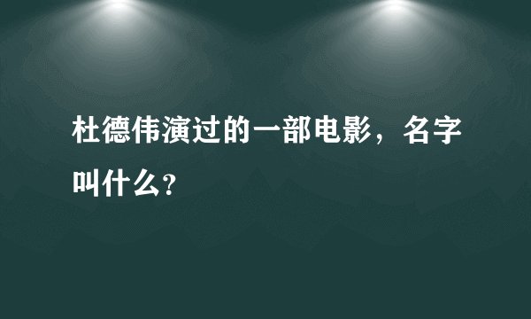杜德伟演过的一部电影,名字叫什么?