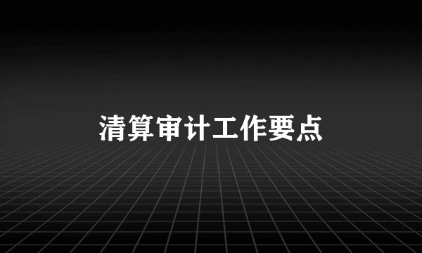 清算审计工作要点
