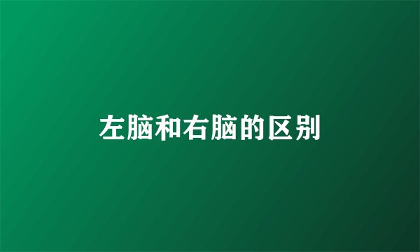 左脑和右脑的区别