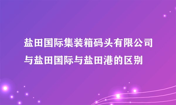 盐田国际集装箱码头有限公司与盐田国际与盐田港的区别