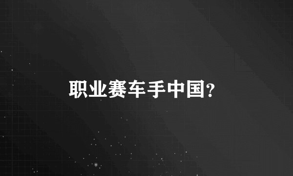 职业赛车手中国？