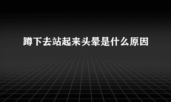 蹲下去站起来头晕是什么原因