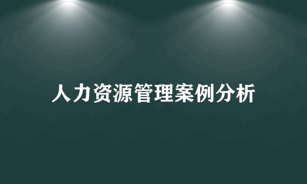 人力资源管理案例分析